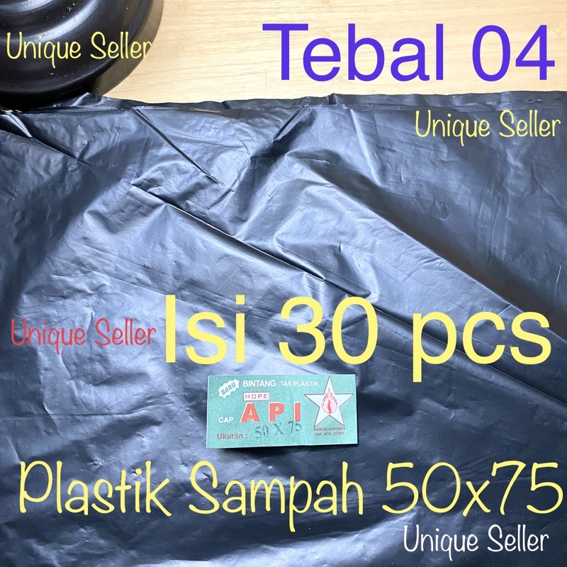 [Isi 30] Kresek Sampah Besar Tebal 04 LOS 50x75 BINTANG API isi 30 Lembar / Kantong Plastik Sampah Tebal 50x75x04 Hitam / Kresek Sampah Tebal 50x75 x 04 Hitam / Kantong Sampah 50 x 75 x 04