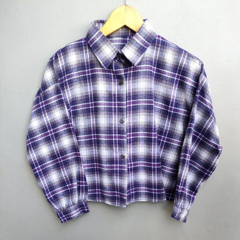 crop top tartan / crop top flanel / kemeja crop wanita-Motif 10