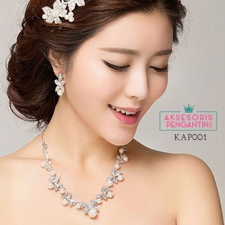 [PRODUK TERLARIS] SET KALUNG ANTING PESTA AKSESORIS WEDDING KUPU-KUPU KAP001