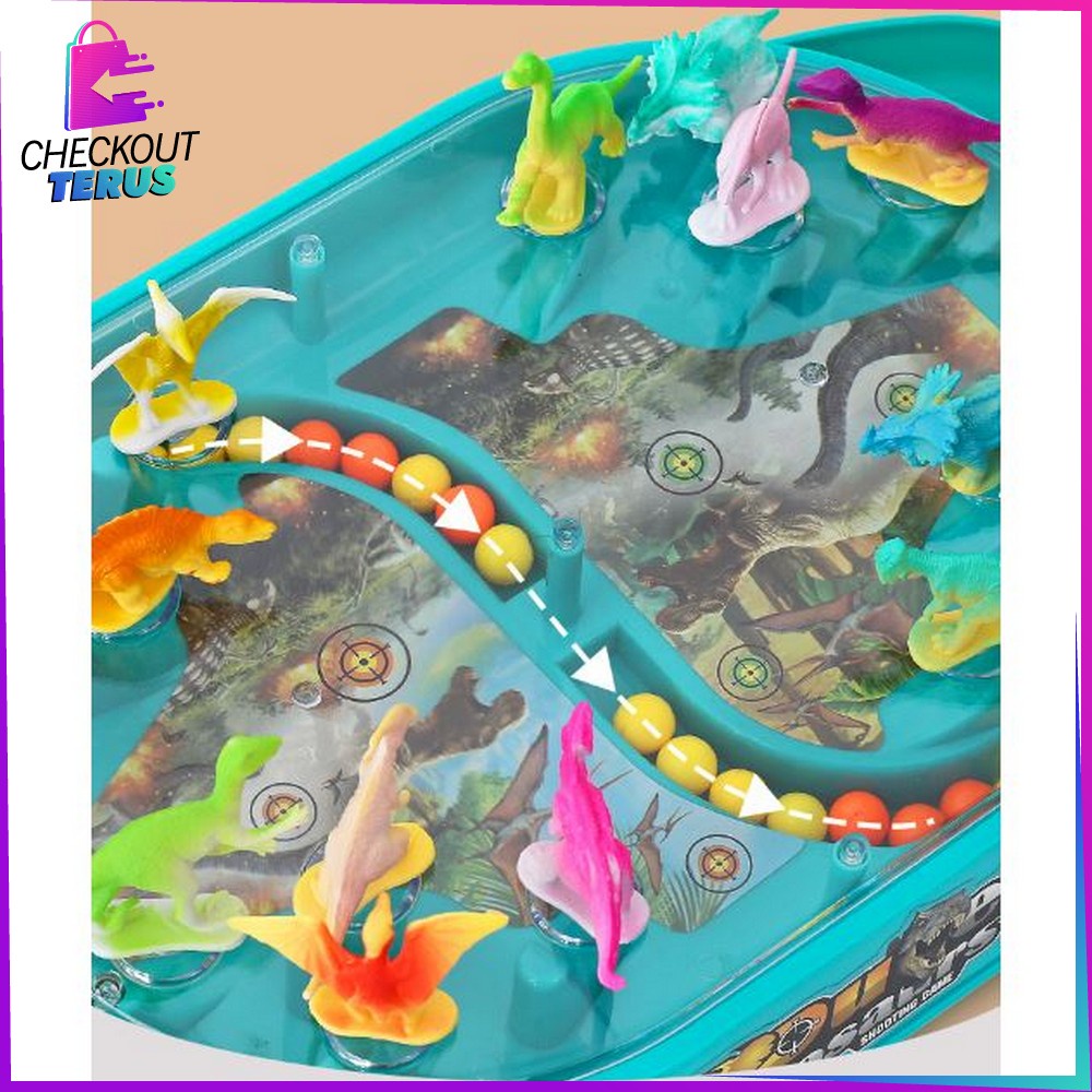 CT M285 Maenan Dino Battle Games Anak Laki Laki Perempuan Mainan Dinosaurus Duel Games Tembak Bola Dinosaur Board Game