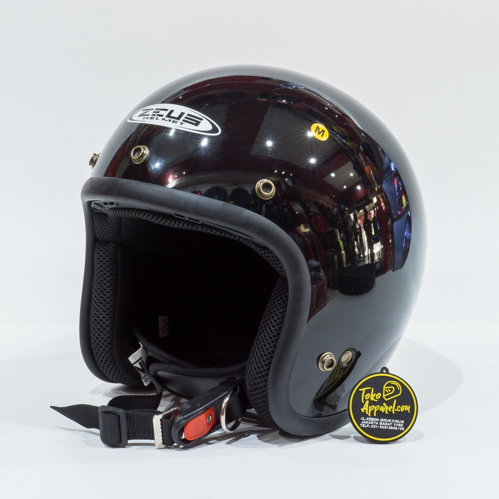 Helm Zeus ZS-385 Black Glossy Retro Classic