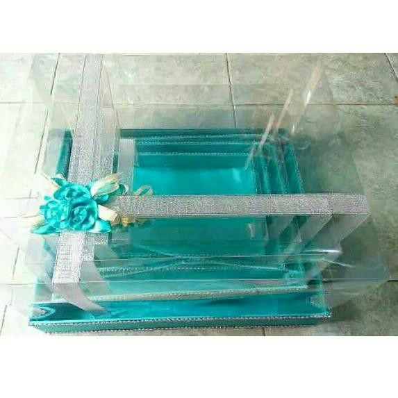 Box Kotak Hantaran Seserahan Pernikahan atau Lamaran full Mika Model List Pita 1 Set isi 4 Kotak