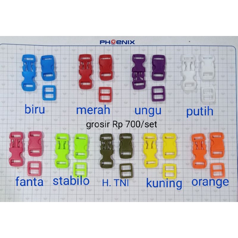 sodok / buckle warna 1 cm ( 12 set )