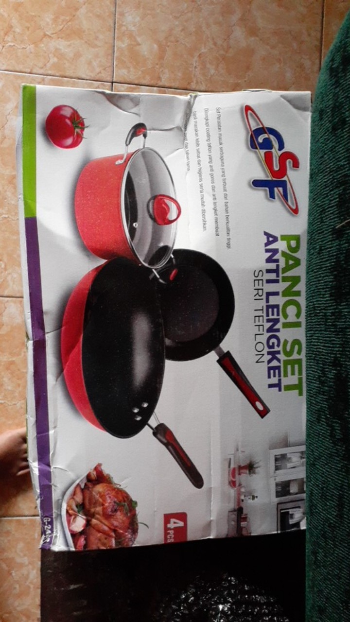 Panci Set Gsf 2529 Teflon Anti Lengket - Panci Wajan Penggorengan Teflon Enamel Cookware Set 8pcs