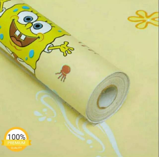 Wallpaper stiker dinding motif spongebob YELLOW 45CM X 10M