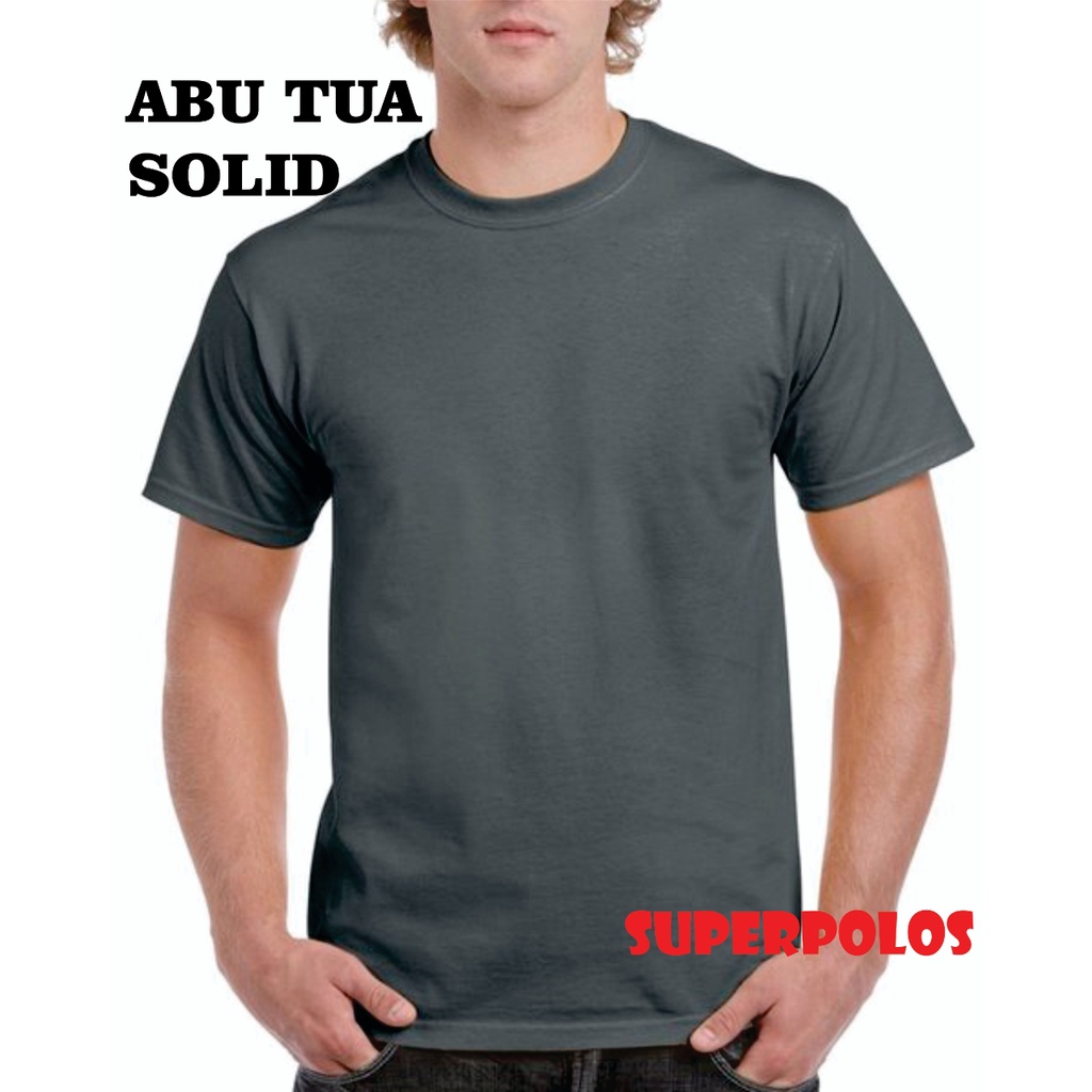ABU TUA SOLID PENDEK DEWASA KAOS POLOS COTTON COMBED 30S PRIA WANITA ROUND