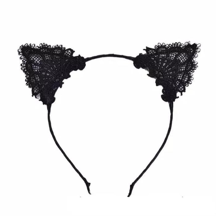 TBI Bando Telinga Kucing Cat Woman Lace Accesories Kostum Pesta Cosplay