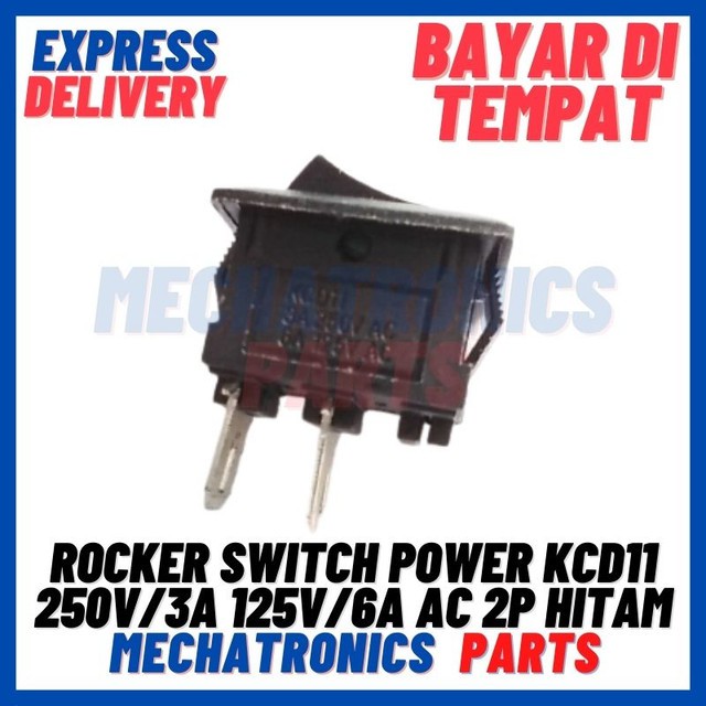 [SWI-9096] ROCKER SWITCH SAKLAR POWER KCD11 10X15MM 250V/3A 125V/6A AC 2 PIN SPST HITAM