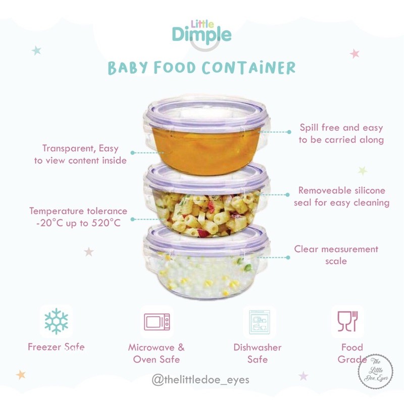 [READY] Little Dimple Baby Food Container 130ml / 160ml / 240ml