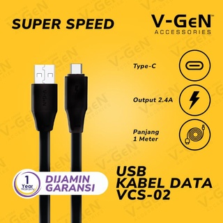 BOP KABEL DATA CHARGER V-GEN VGEN VCS02 VCS-02 TYPE C SUPER SPEED 2.4A FLAT CABLE USB TYPE-C