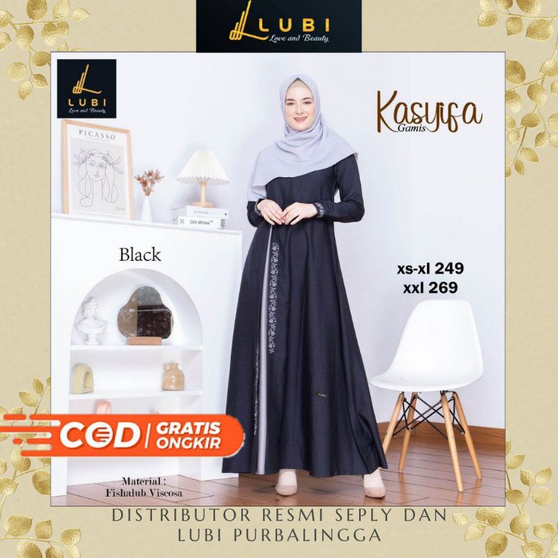 GAMIS LUBI TERBARU KASYIFA BLACK, MAROON, CHOCO MILK / SEPLY LUBI PURBALINGGA DISKON, GRATIS ONGKIR,