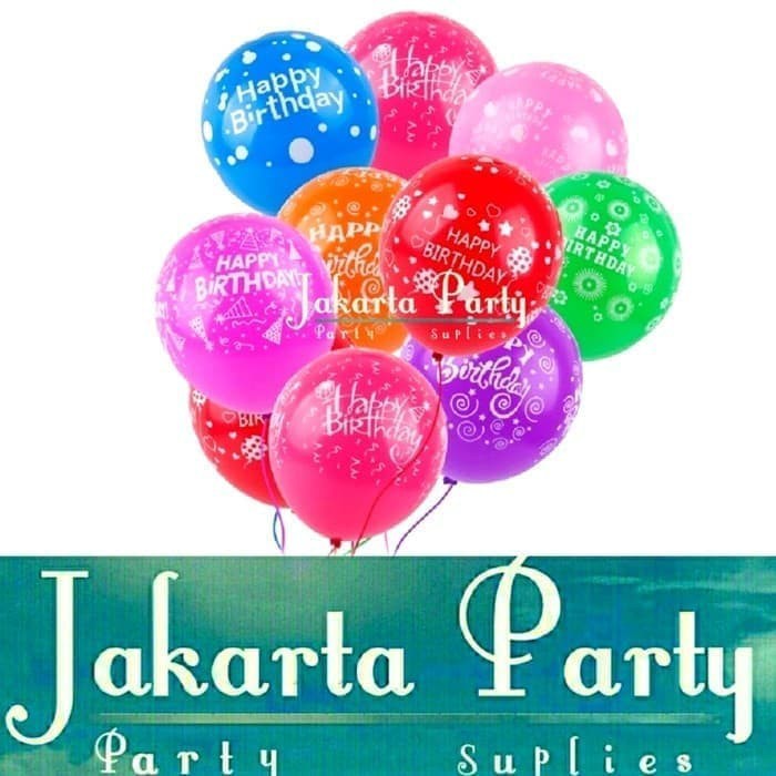 Balon Latex Motif HBD 1 PACK ISI 100 PCS / Balon Happy Birthday