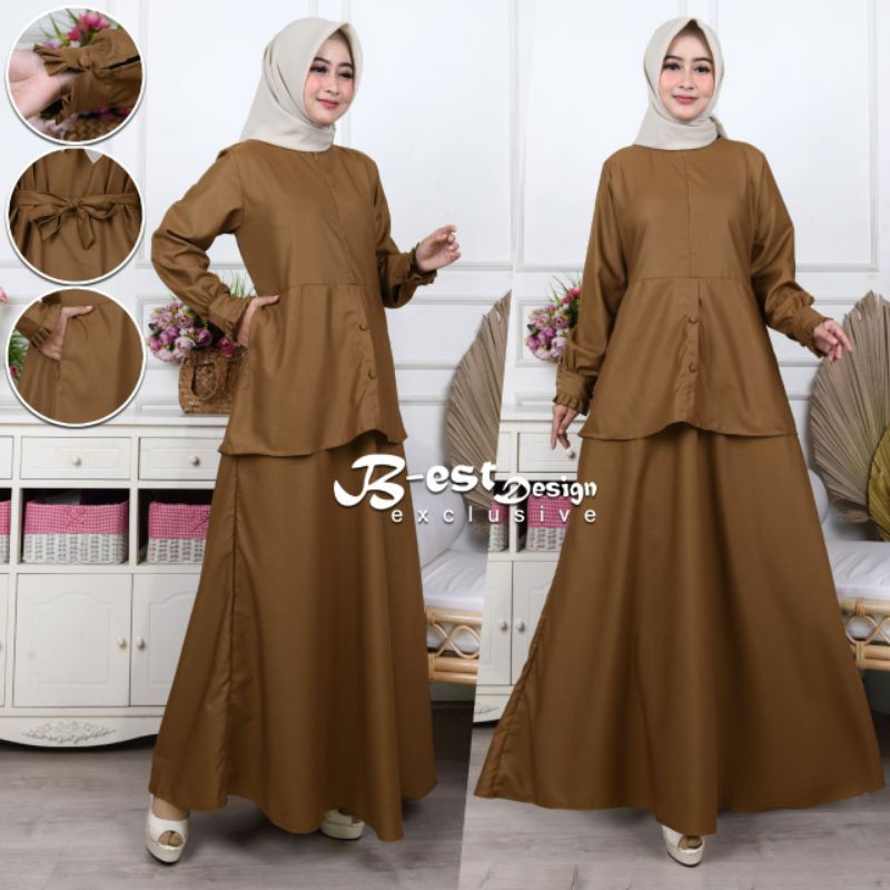 Gamis kekinian Gamis PNS terbaru  pemda GAMIS DINAS KHEKI/KHAKI DINAS MODEL ROK