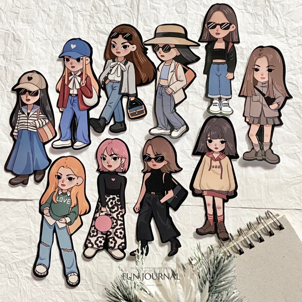 

OUTFIT OF BIG BOSS GIRL STICKER STIKER PACK UNTUK JOURNAL JURNAL PLANNING PLANNER SCRAPBBOK DIY BUJO