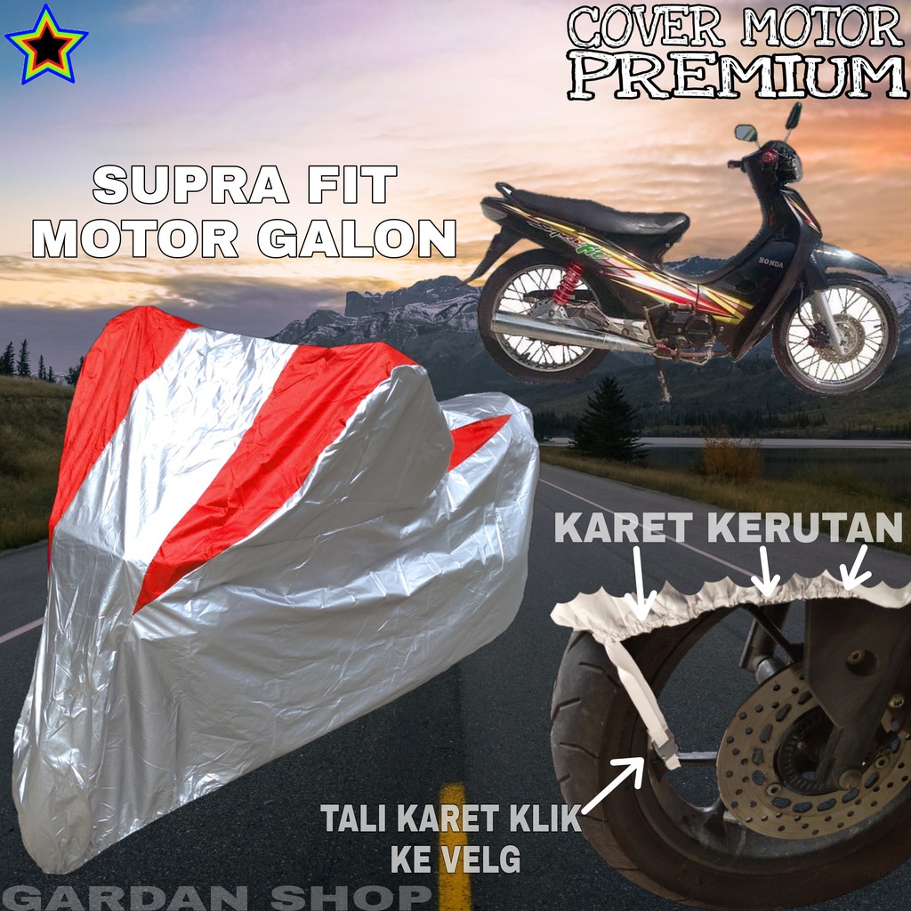 Sarung Motor SUPRA FIT MOTOR GALON Silver MERAH Body Cover Penutup Motor Supra Fit PREMIUM