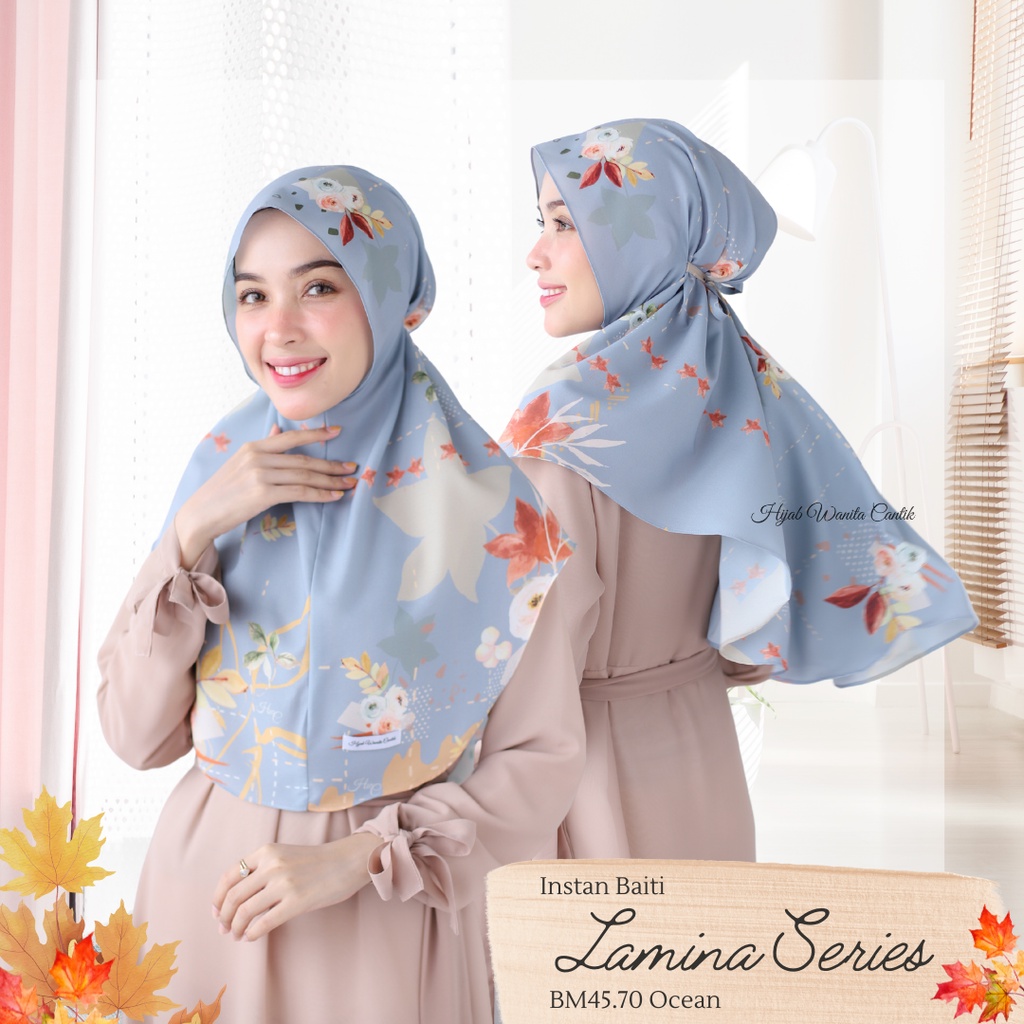 Hijabwanitacantik - Instan Baiti Lamina Series BM45.70 Ocean | Hijab Instan Bergo | Jilbab Instan Motif Printing Premium