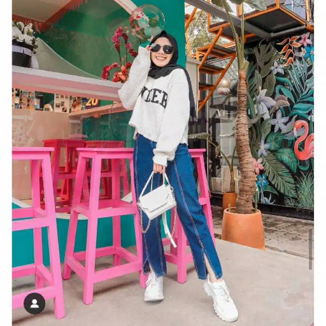 CELANA JEANS WANITA | CELANA JEANS SOBEK BAWAH WANITA | CELANA JEANS PANJANG SOBEK WANITA
