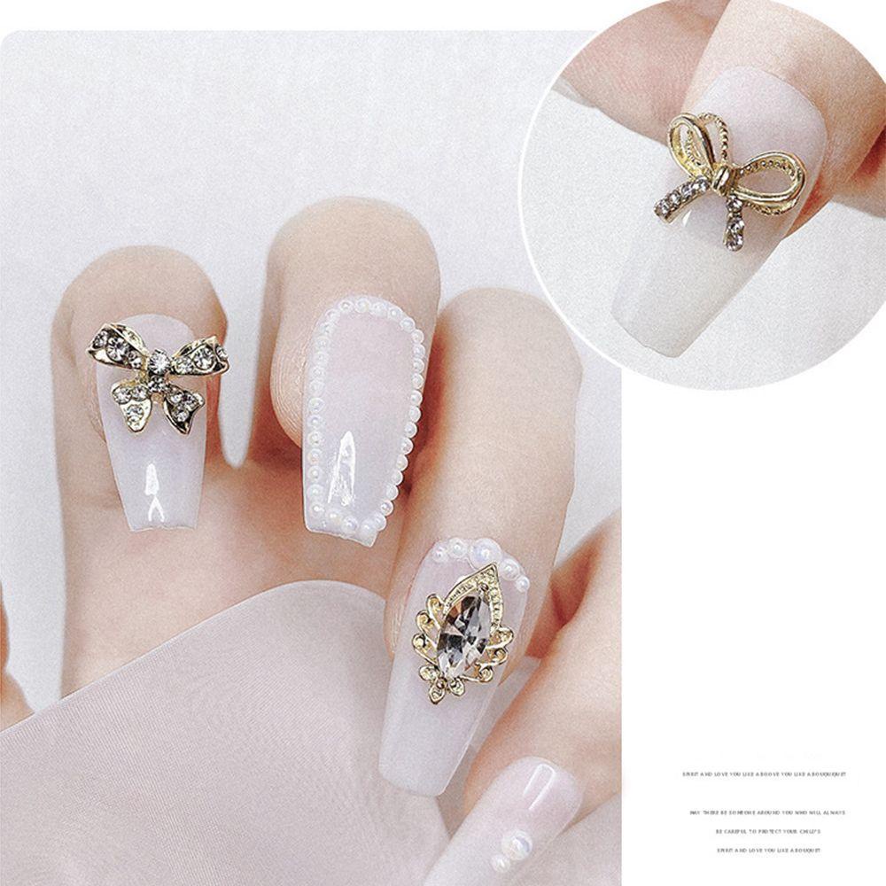 AUGUSTINA Agustin 3D Butterfly Nail Rhinestones 3D Beruang Pesona Kupu-Kupu Berlian Kristal Nail Art Dekorasi