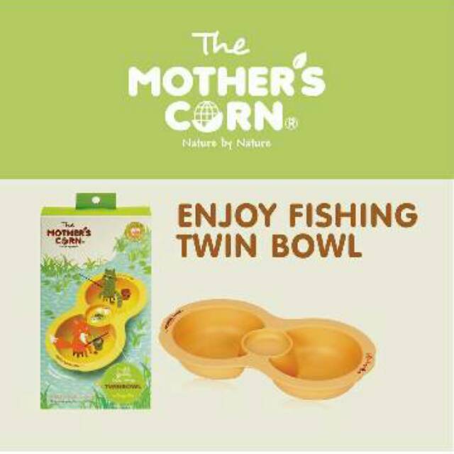 Mother's Corn Enjoy Fishing Twin Bowl / Mothers Corn Piring Sekat Makan Anak Bayi