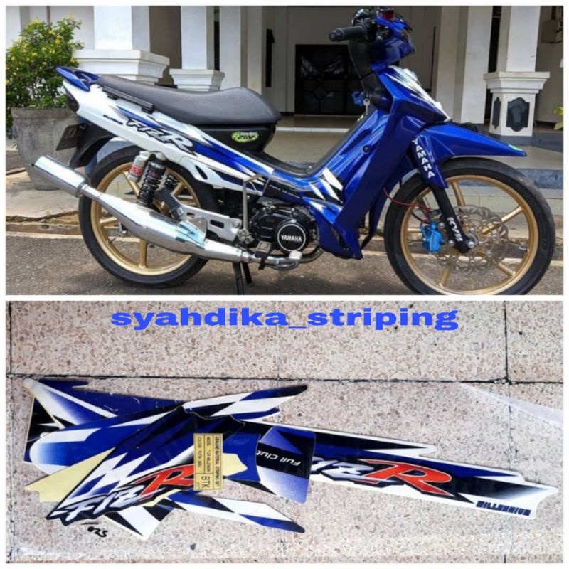 STICKER STRIPING LIS BODY YAMAHA FIZ R F1Z R FIZR MILENIUM MELENIUM BIRU PUTIH