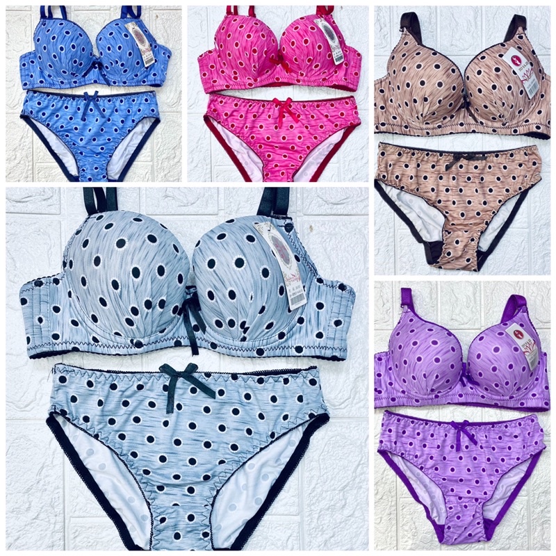 BH | Bra Set Motif Polkadot TOYAZI Pakai Kawat dan Busa Tipis