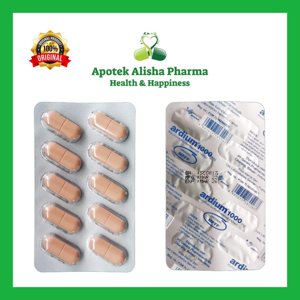 Ardium 500mg Tablet (Strip 15tablet) - Ardium 1000mg Tablet (Strip 10tablet) Obat Wasir / Ambeyen / Ambeien / Hemoroid / Varises