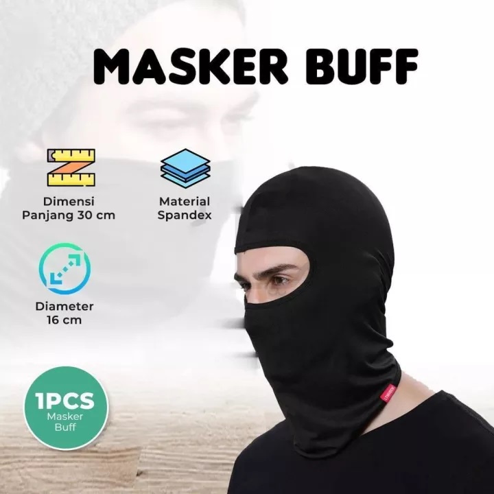 MASKER NINJA HITAM POLOS BALACLAVA FULLFACE BUFF MOTOR HELM PELINDUNG WAJAH BAHAN LEMBUT
