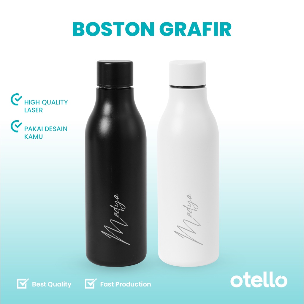 Otello Custom Tumbler Grafir Nama Boston Botol Minum Stainless Grafir Tambler Tumblr 500 ml Souvenir Merchandise Kustom