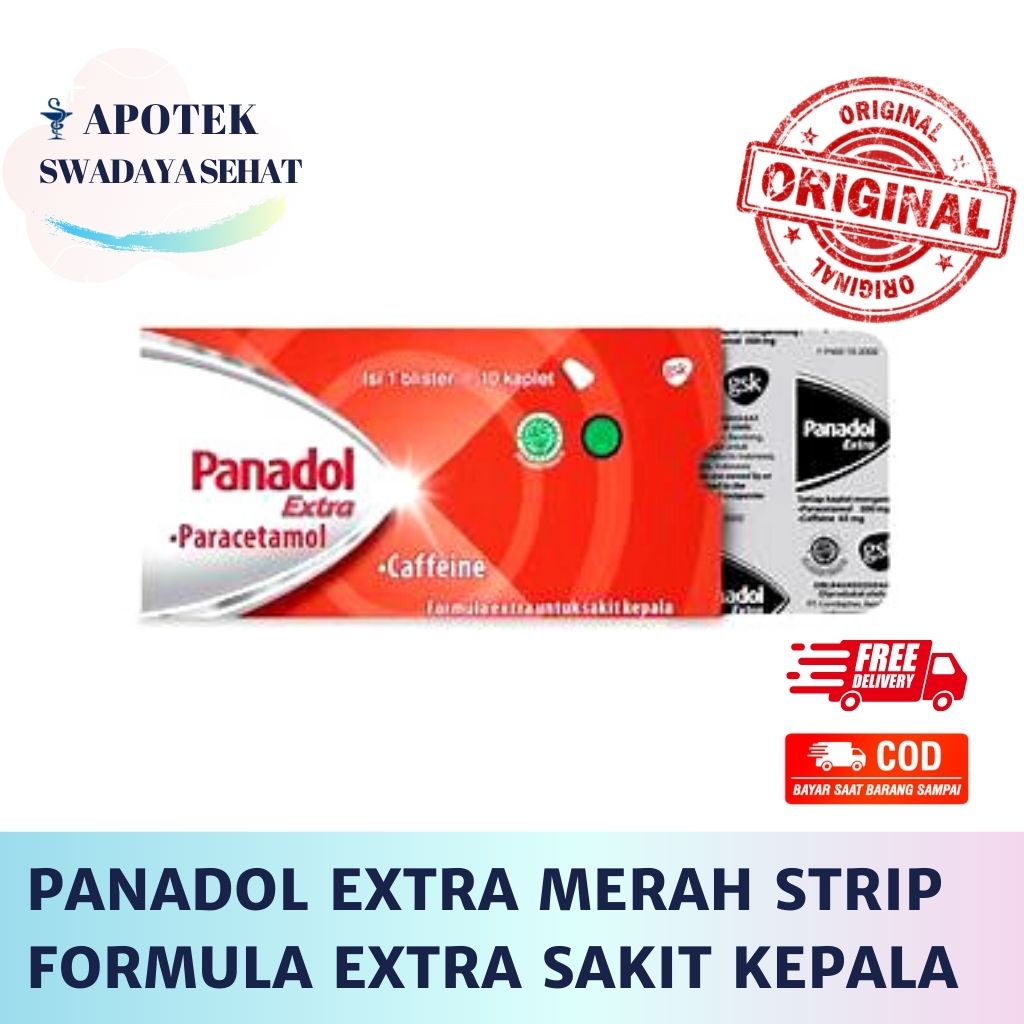 PANADOL EXTRA MERAH Strip Blister Isi 10 Tablet - Formula Ekstra Obat Sakit Kepala Nyeri