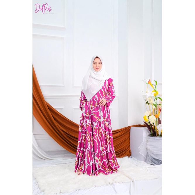 DELPUS Oneset Vcool Crop by Della Puspita Setelan Setcel One Set Pakaian Baju Tidur Wanita BAHAN RAYON PREMIUM ADEM-GAMIS VIOLA PINK