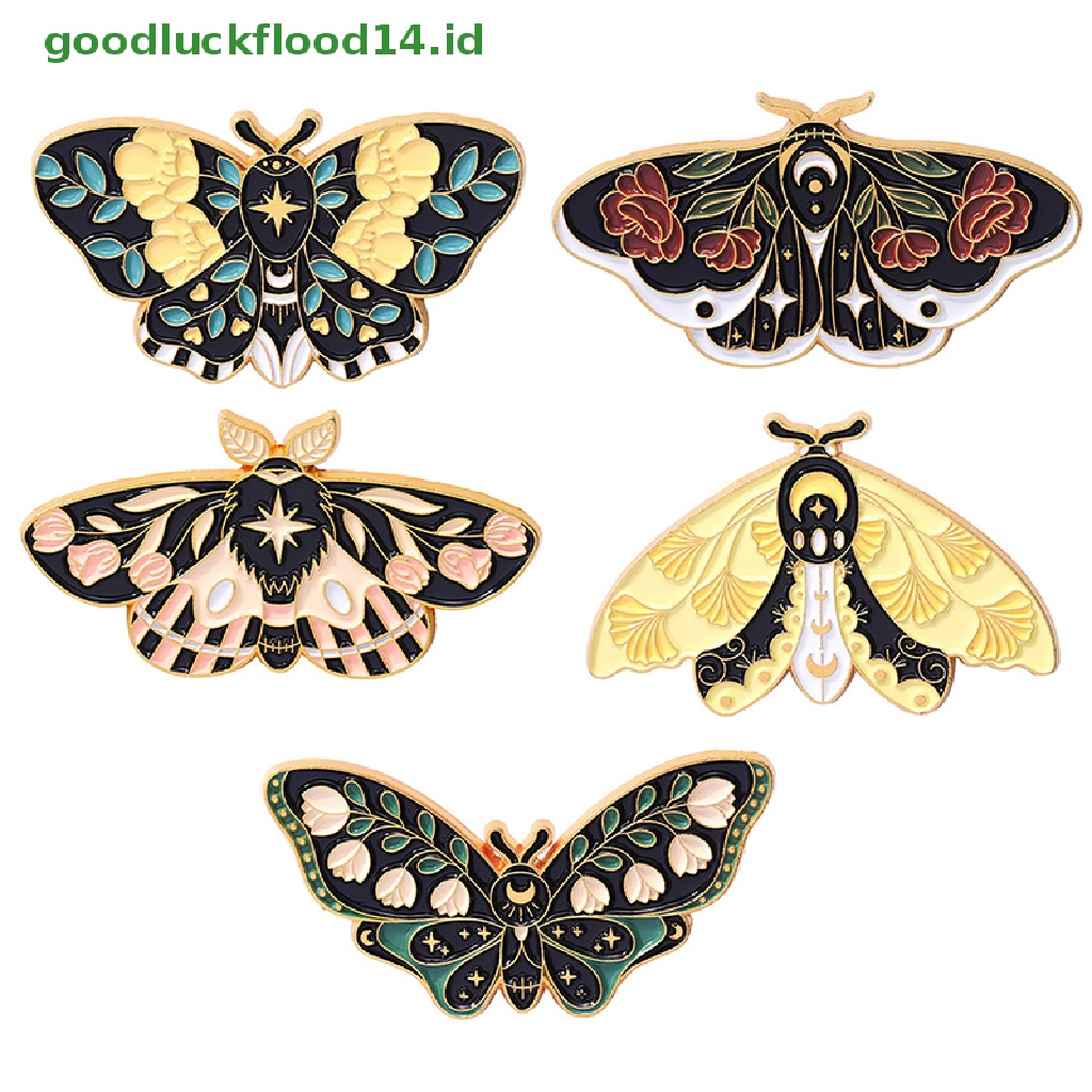 Bros Pin Enamel Bentuk Kartun Serangga Butterfly Moth Gaya Retro Untuk Hadiah