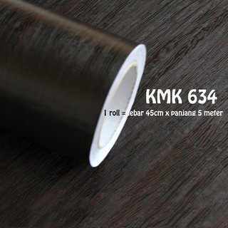 WALLPAPER DINDING KMK 634 MOTIF POLOS  KAYU HITAM STIKER  