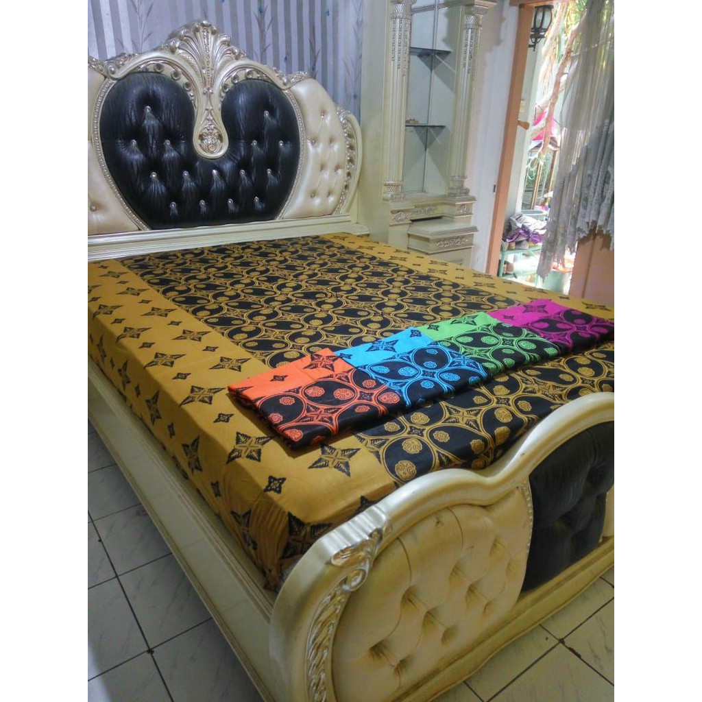 SPREI BATIK PEKALONGAN UKURAN 160X200X20 QUEEN SIZE COKLAT KUNING OREN HIJAU BIRU PINK MOTIF KAWUNG