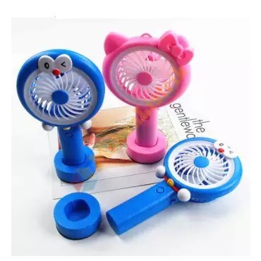 Kipas Angin Tangan Stand Karakter Cas Portable Mini Fan Led