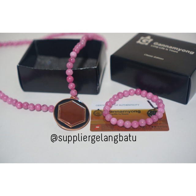 GANNAMYONG Akik GIOK PINK Lafaz Allah ROSEGOLD Original MADE IN KOREA Bonus Gelang Oleh Oleh Haji