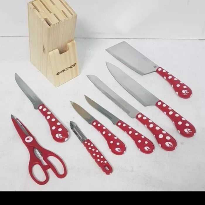 Pisau Dapur Set Polkadot Vicenza V-918KP/Pisau Set Vicenza Warna promo