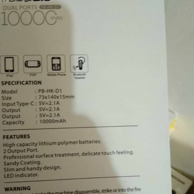 (COD)  POWER BANK HK D1. 10.000mah