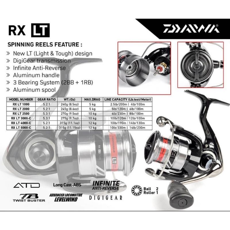 reel daiwa RX LT 1000 2500 4000
