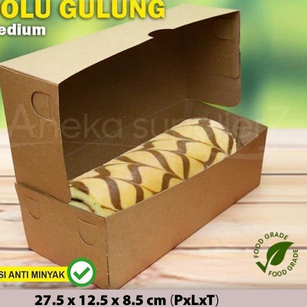 

♠ Box Dus Kotak Roll Cake - Bolu Gulung | KRAFT COKLAT | (M) (20PC) ➸