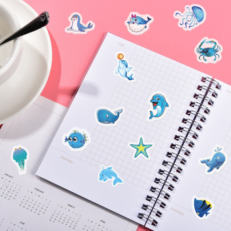 Blue ocean hand account stickers for DIY decoration painting book diary and paper hand account stickers 40 pieces