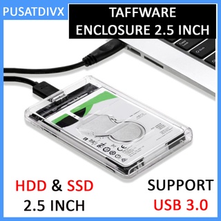 TAFFWARE CASING EXTERNAL HDD SSD ENCLOSURE TRANSPARENT 2.5 INCH USB 3.0 CASE