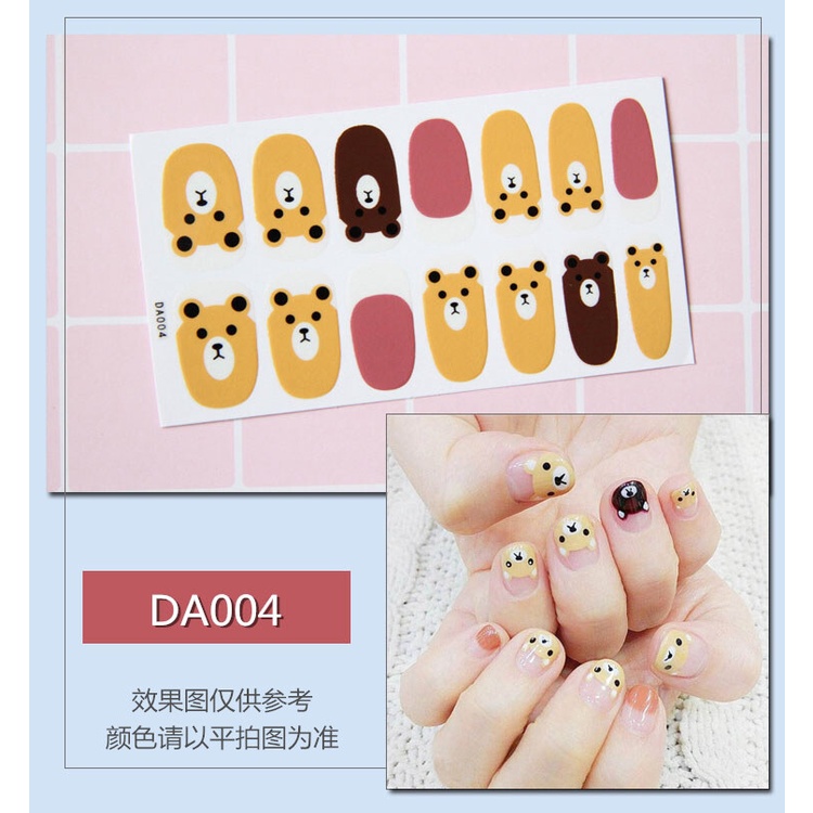 DA 14Pcs/Set Stiker Kuku Desain Bermotif High End Berlian Mutiara Permata Warna-Warni Untuk Tempel Tahan Air Tahan Lama Menicure Stickers Korea Self Adhesive Fashion Sticker kuku Full Aksesoris Dapat Kupas Mudah Digunakan Dan Dilepas Anti Air Nail Art