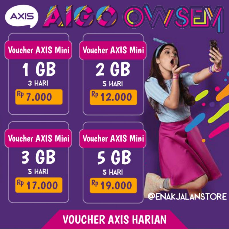 Kuota Axis Murah 1Gb 2Gb 3Gb 5Gb Voucher Axis AIGO 3 5 7 15 Hari