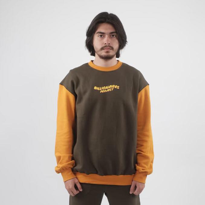 BILLIONAIRES PROJECT CLASSIC TWO TONE SWEATSHIRT - OLIVE GREEN&MUSTARD - S Kode 1324