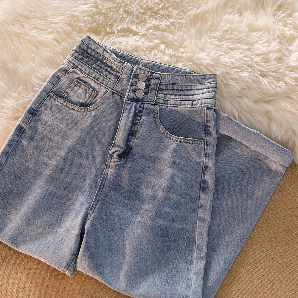 2022 Korea Style High Waist Straight  Celana Jeans Panjang Wanita Import（realpict）