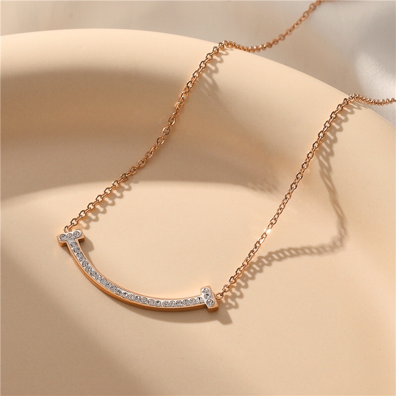 Kalung Titanium Warna Rosegold Mata Korean Style Premium