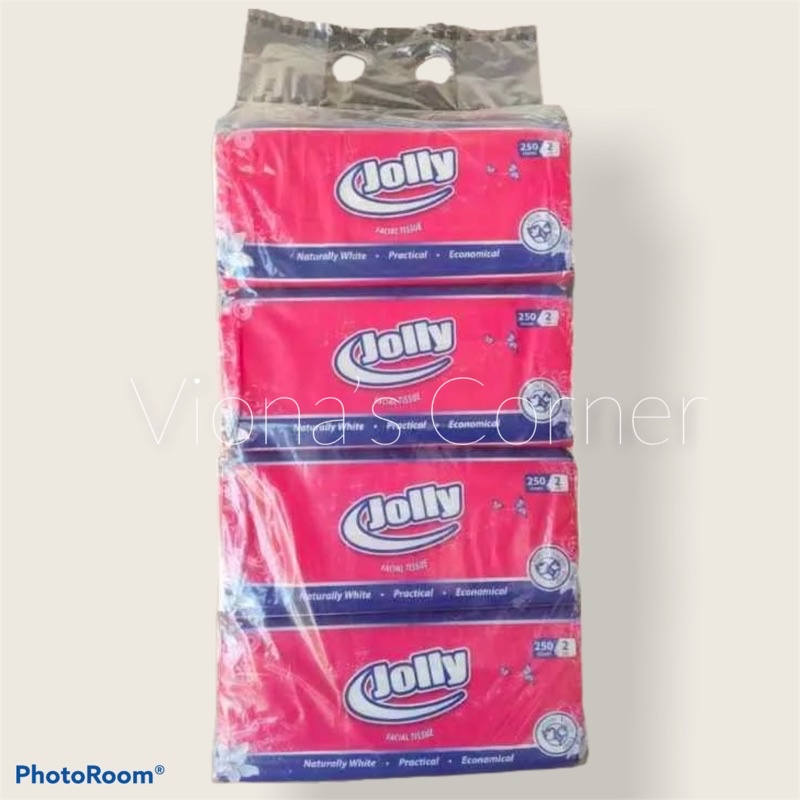 Facial Tissue Tisue Tisu Wajah Jolly by Paseo 1 Bal (4 pcs x 250 Sheets 2 ply)