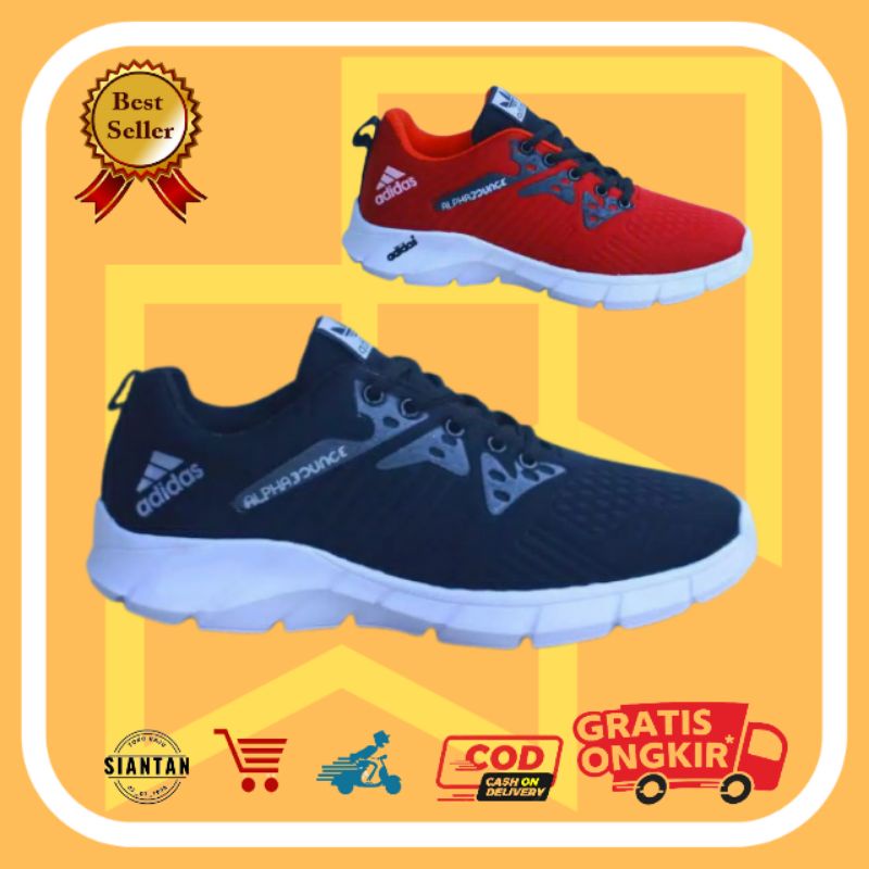 Sepatu Sneakers Olahraga Senam Joging Hitam Merah Pria Wanita Anak Impor Import Terbaru Kekinian Ori