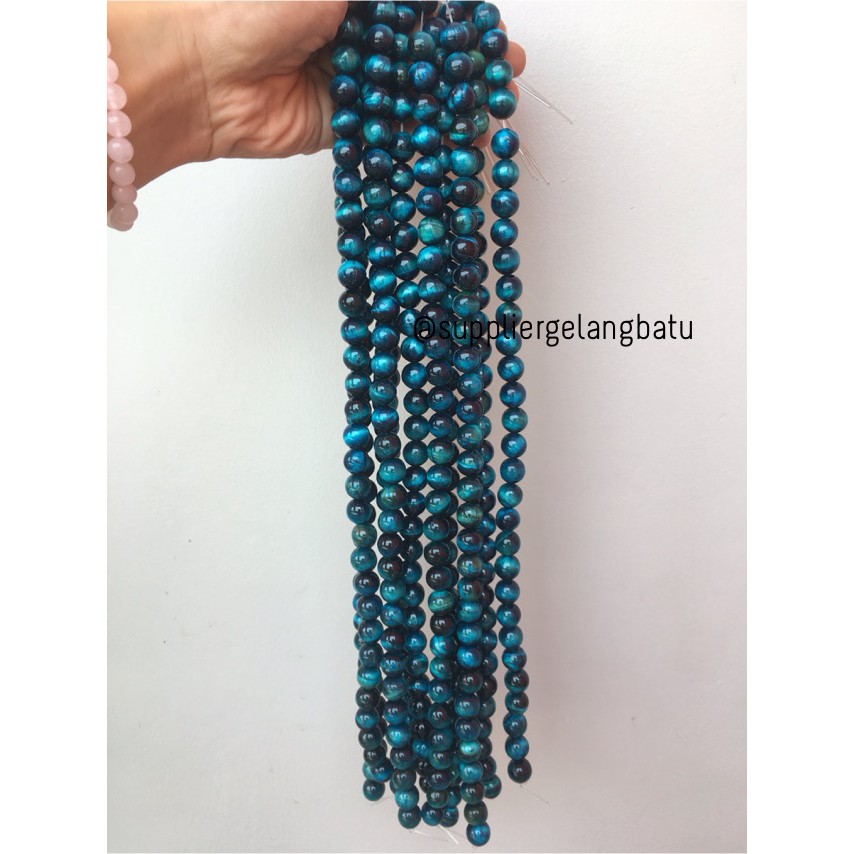 bahan natural blue zircon 12mm tiger eye biru premium LIMITED EDITION aksesoris craft bahan trending