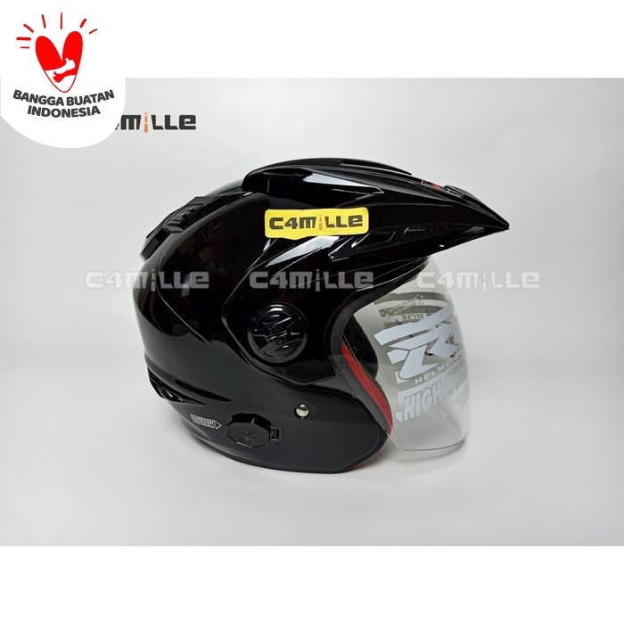 HELM RN DOUBLE VISOR BLACK HALF FACE MODEL GM NEW IMPREZZA